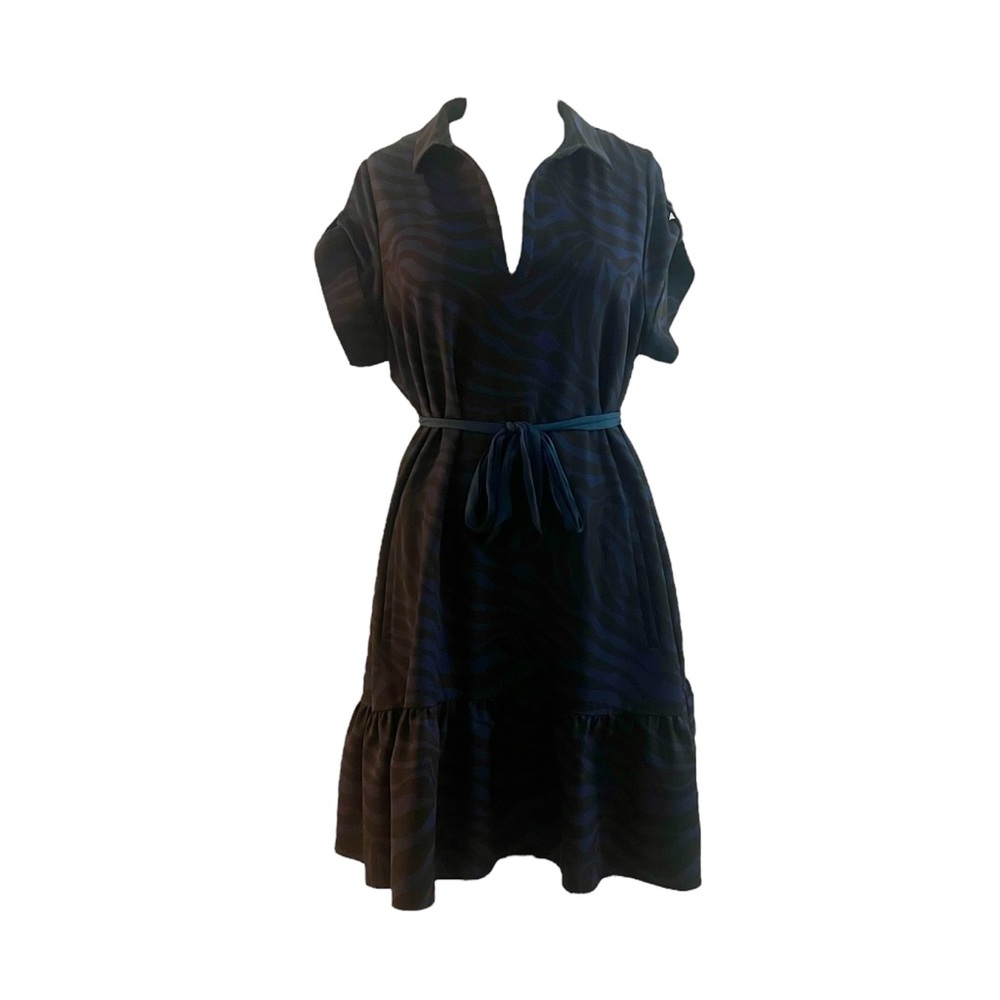 ruti Dark Blue Zebra Short Sleeve Dress